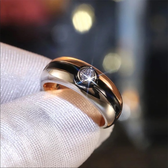 New Special Silver Rose Gold Round CZ Beauty Ring - Picture 6 of 9